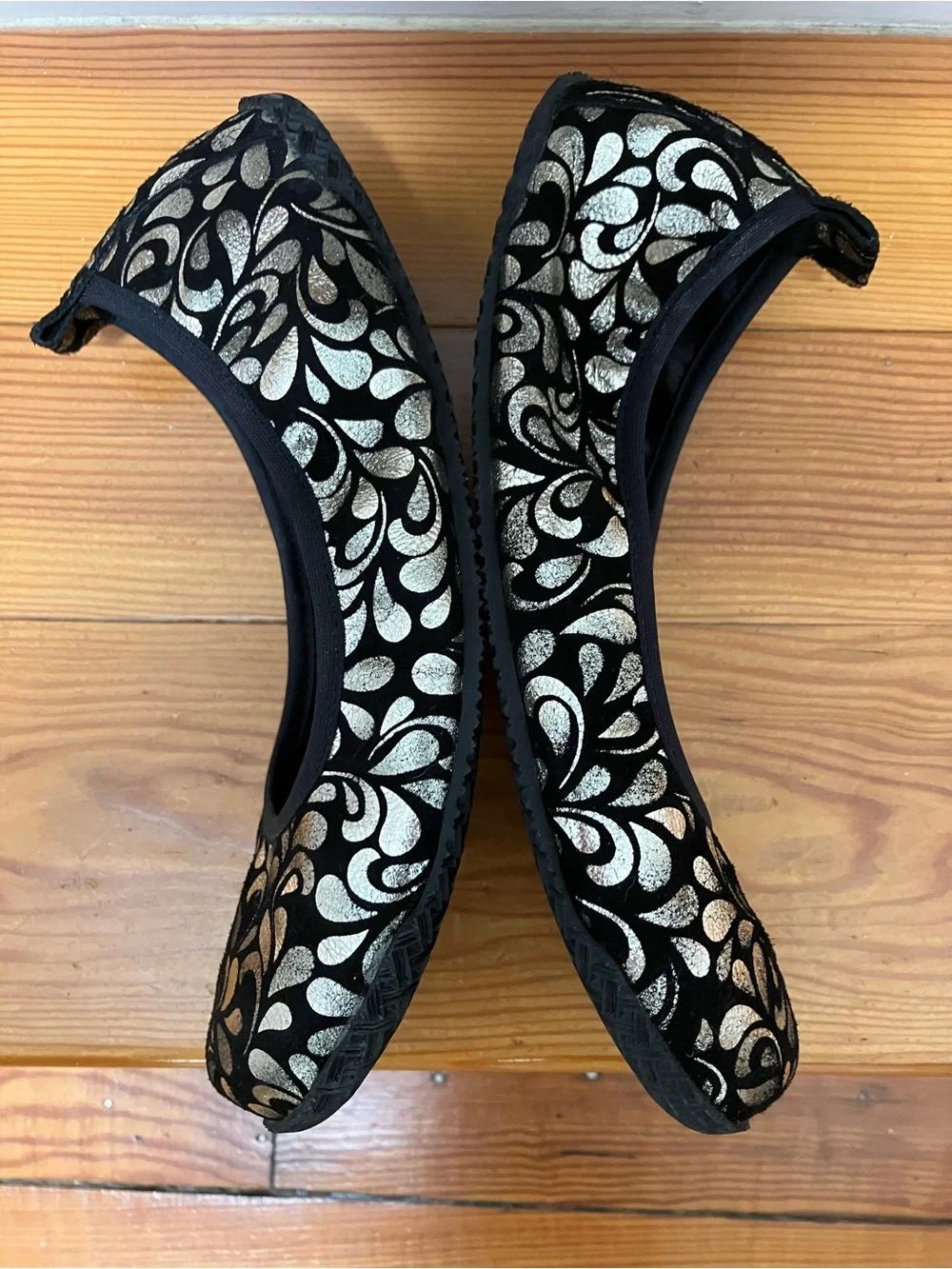 Peerko Barefoot Ballet Flats Petite Lumina Black Suede Silver Minimalist 38